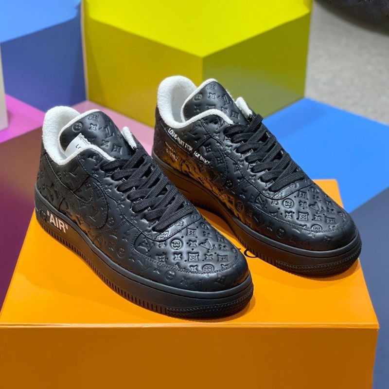 Tracked shipping Louis Vuitton x Nike Air Force 1 Replica Collaboration Sneakers Black naf61479