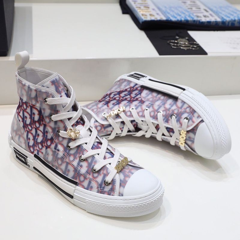 Rare Dior replica B23 high top sneakers ★ Multicolor oblique canvas dez34775