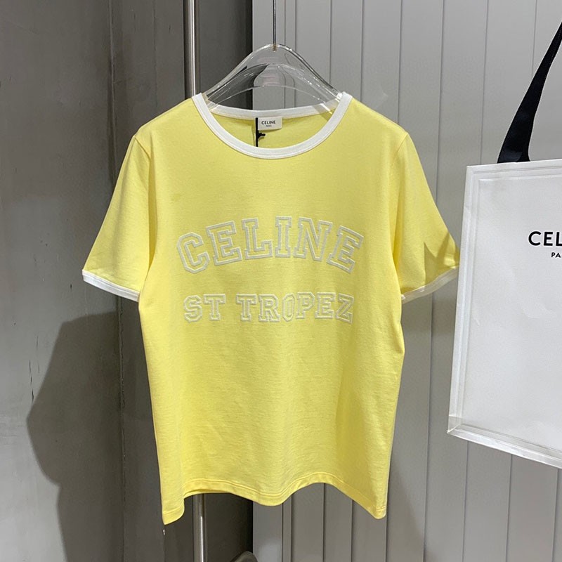 New and very popular Celine Saint Tropez cotton flock T-shirt copy Cez89396