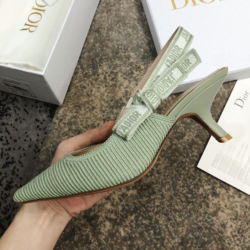 Tracked shipping J'adior replica slingback pumps, 6.5cm heel, green technical fabric, dee45971