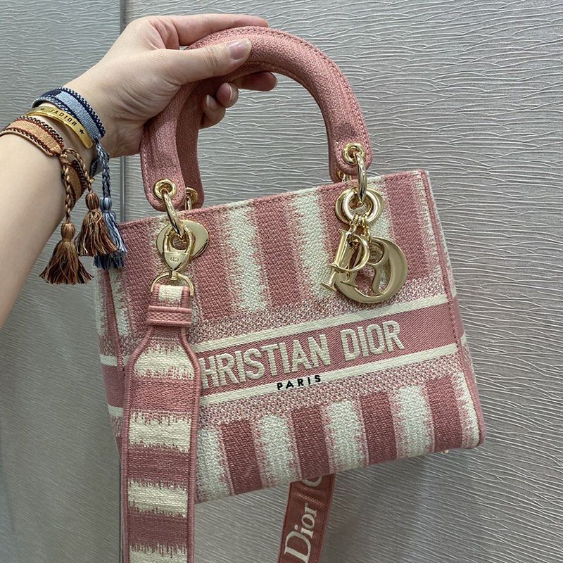 21SS★New Arrival★Dior★LADY D-LITE Medium Bag Replica★Pink M0565ORFQ_M912 deh15309