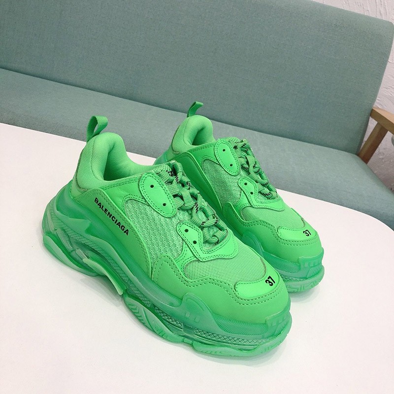★Japan!! Popular! Balenciaga Sneakers Replica★Neon Green Triple S Clear Sole bav59789