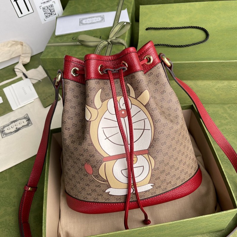21AW New Doraemon x Gucci ★ GG Logo Small Bucket Bag Replica guh38820 21AW New Doraemon x Gucci ★ GG Logo Small Bucket Bag Replica guh38820