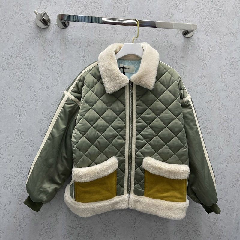Cute Celine Oversized Quilted Fake Bomber Jacket Ceo96915