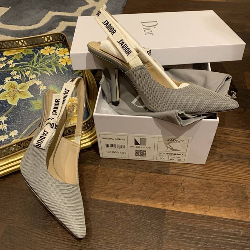 Rare J'adior Slingback Pumps Replica ★ 9.5cm Heel Grey Technical Fabric dee63835