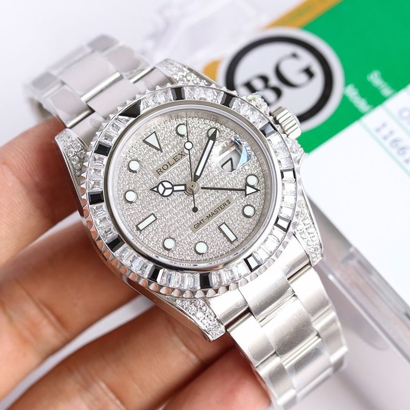 Eye-catching color Rolex copy ★ GMT Master II automatic winding white gold men's silver 116759SANR1