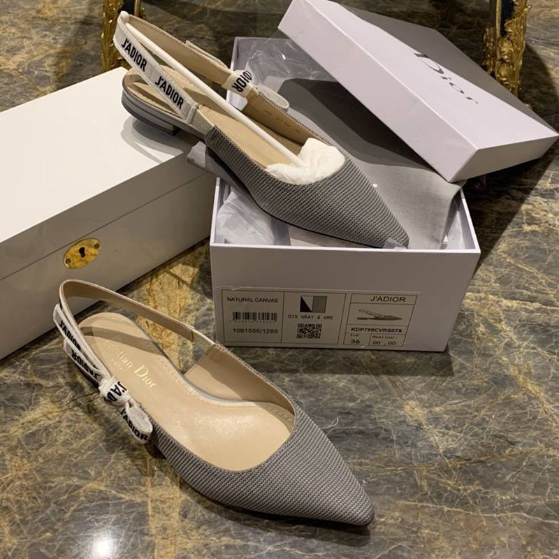 Eye-catching color J'adior slingback pumps replica ★ 1cm heel grey technical fabric deu09210