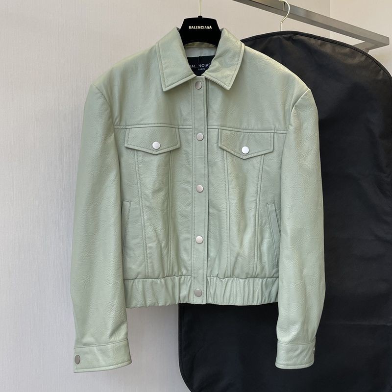 Rare Balenciaga Lambskin Jacket Replica Light Green baf02785