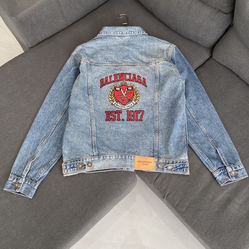 Super Hot Topic! Balenciaga College Large Fit Jacket Replica (Light Blue Denim) 675207TJW795620