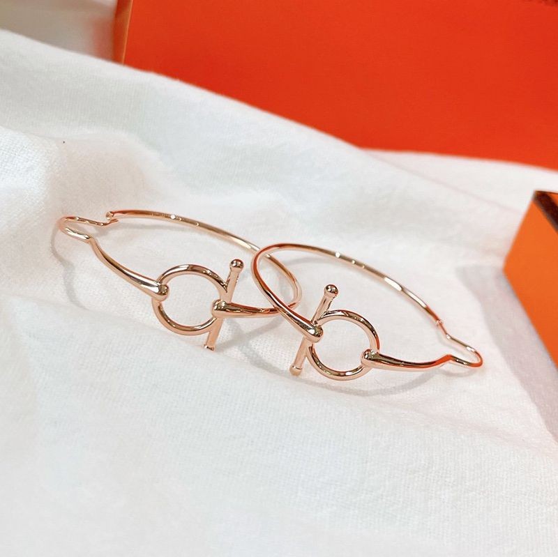 Free shipping《Popular》 Hermes Filledor Earrings Replica Rose Gold Hoop H215502B00