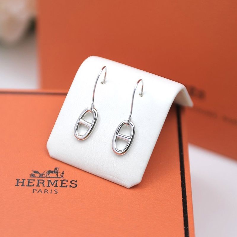 Very popular! Hermes Chaine d'Ancre type fake silver earrings erk00356