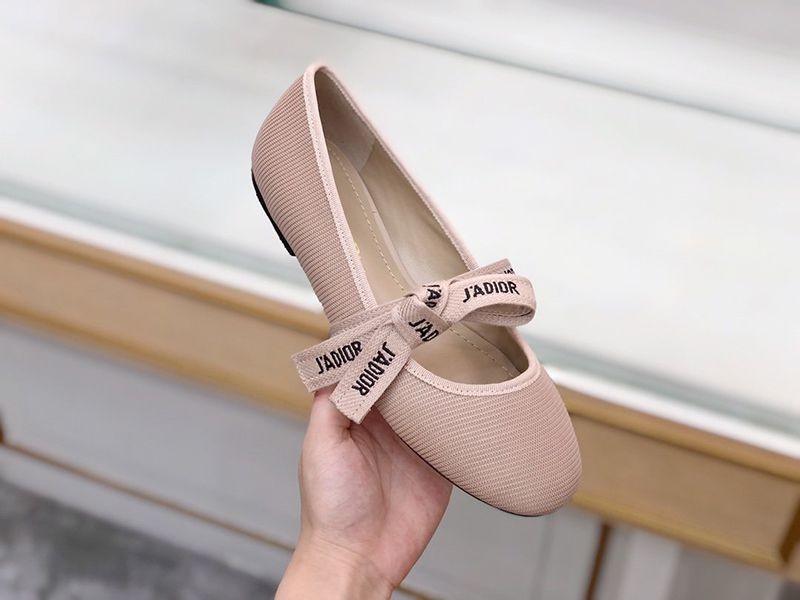 No customs charges Dior "Miss B" ballet flats in pink technical fabric deu73416