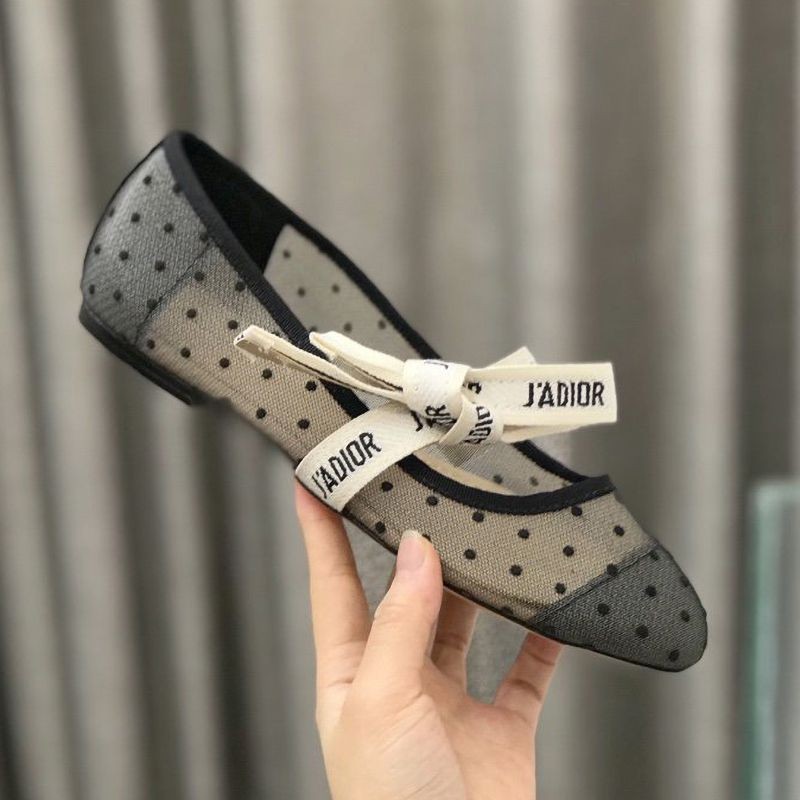 [Not available in Japan] Dior "Miss B" replica ballet flat shoes in black, Plumeti dez59333