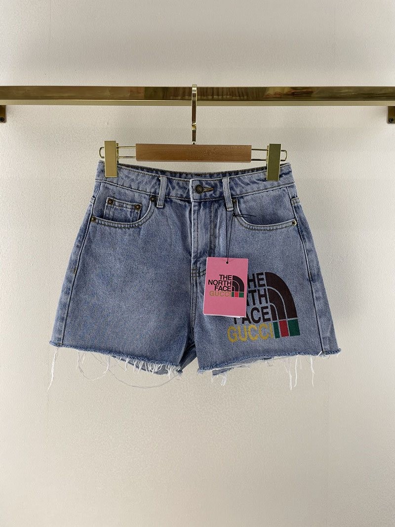 《Very Popular》 North Face x Gucci Replica Denim Shorts