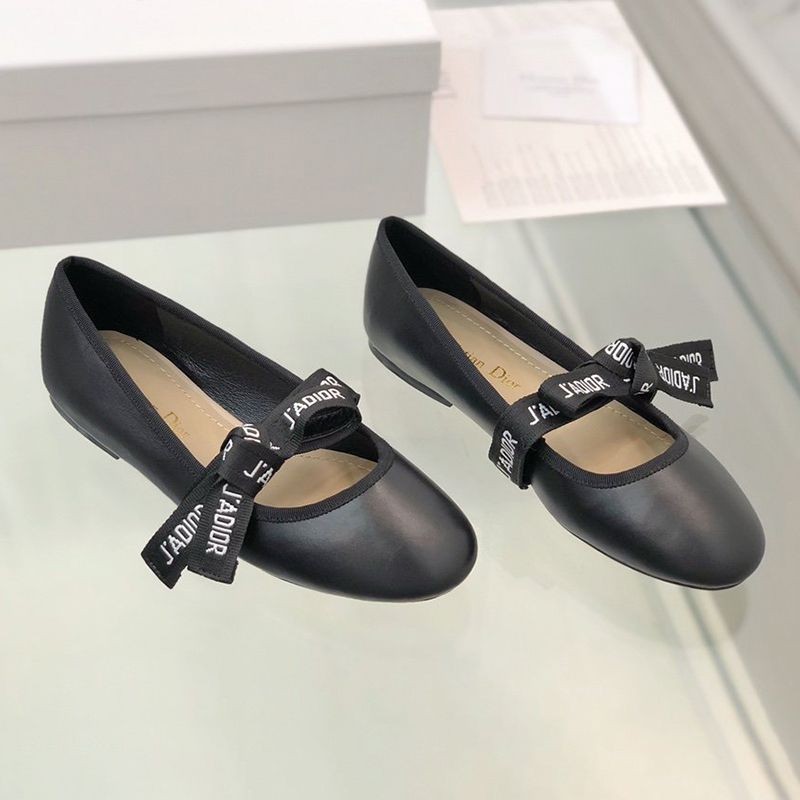 Rare Dior "Miss B" Replica Ballet Flat Shoes Black dee41875