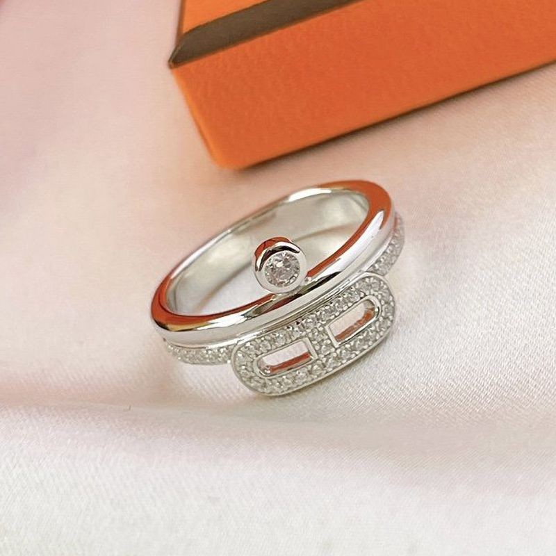 ★Tax/Shipping included★Hermes Pink Gold Diamond Ring Fake H121672B