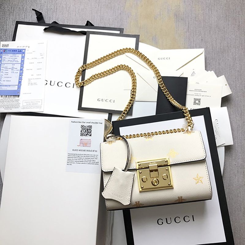 [Gucci] Padlock☆Bee & Star Leather Small Shoulder Bag Replica 432182 DJ2LG 8711