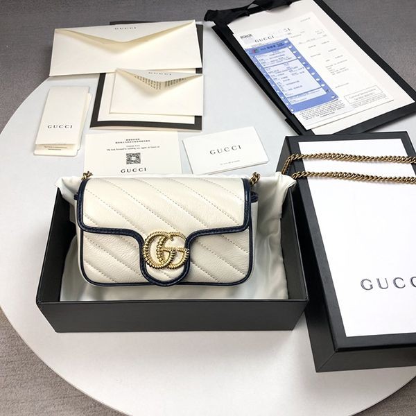 Gucci Mini GG Marmont Replica Shoulder Bag White gg210820117