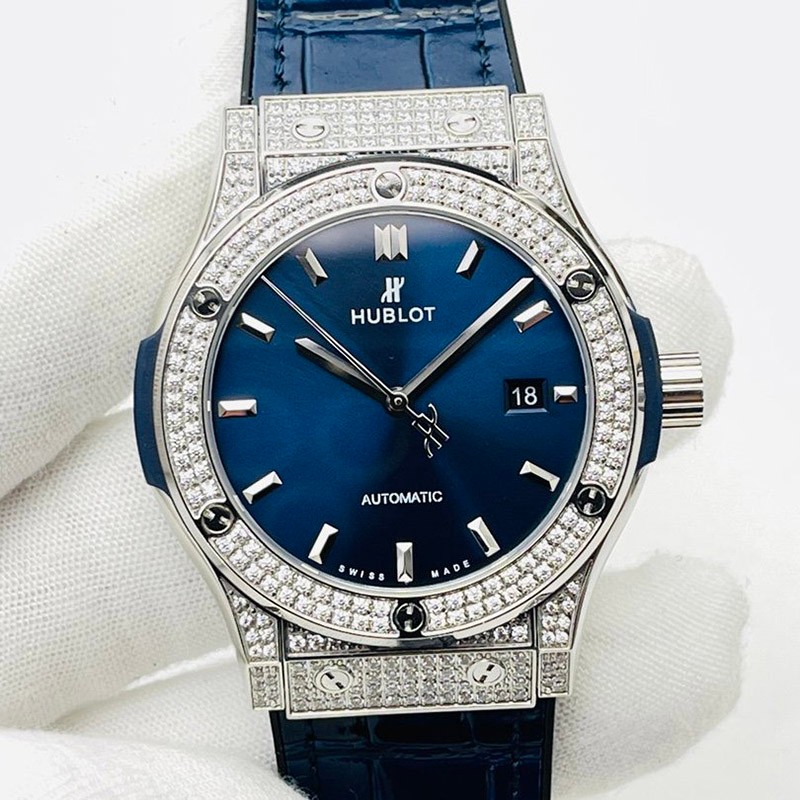 Rare color Hublot watch replica Classic Fusion titanium diamond hul34925