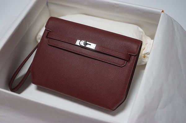 Hermes Kelly Depeche 25 Pouch Clutch Replica Silver Hardware he19023