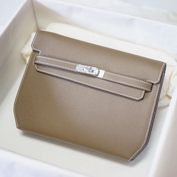 Hermes Kelly Depeche 25 Pouch Replica Clutch Silver Hardware he19029