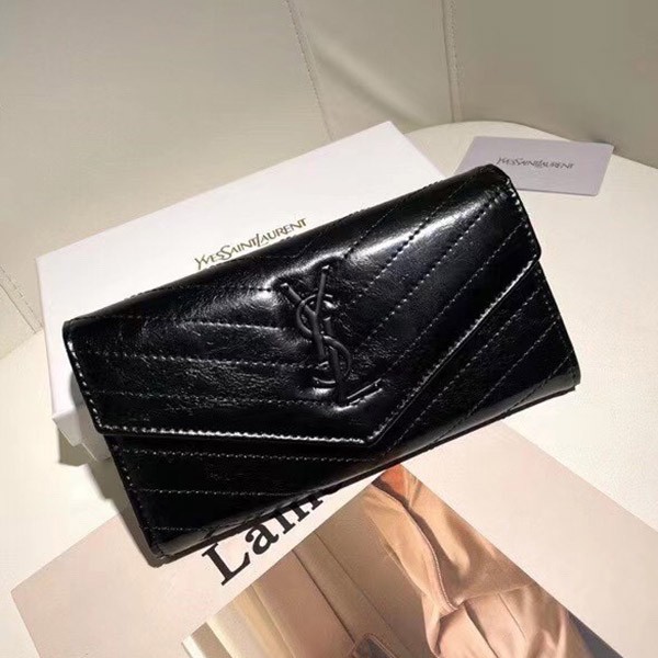 Free shipping Saint Laurent Monogram Large Flap Wallet Storm Saz33699