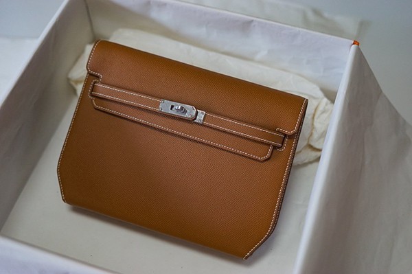 Hermes Kelly Depeche 25 copy pouch clutch silver hardware he19024