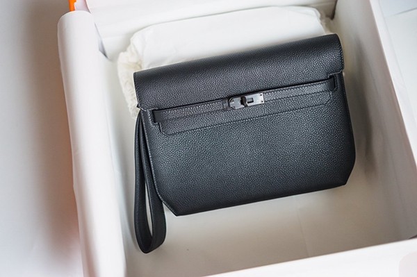 Hermes Kelly Depeche 25 Pouch Clutch Replica Silver Hardware HE19027
